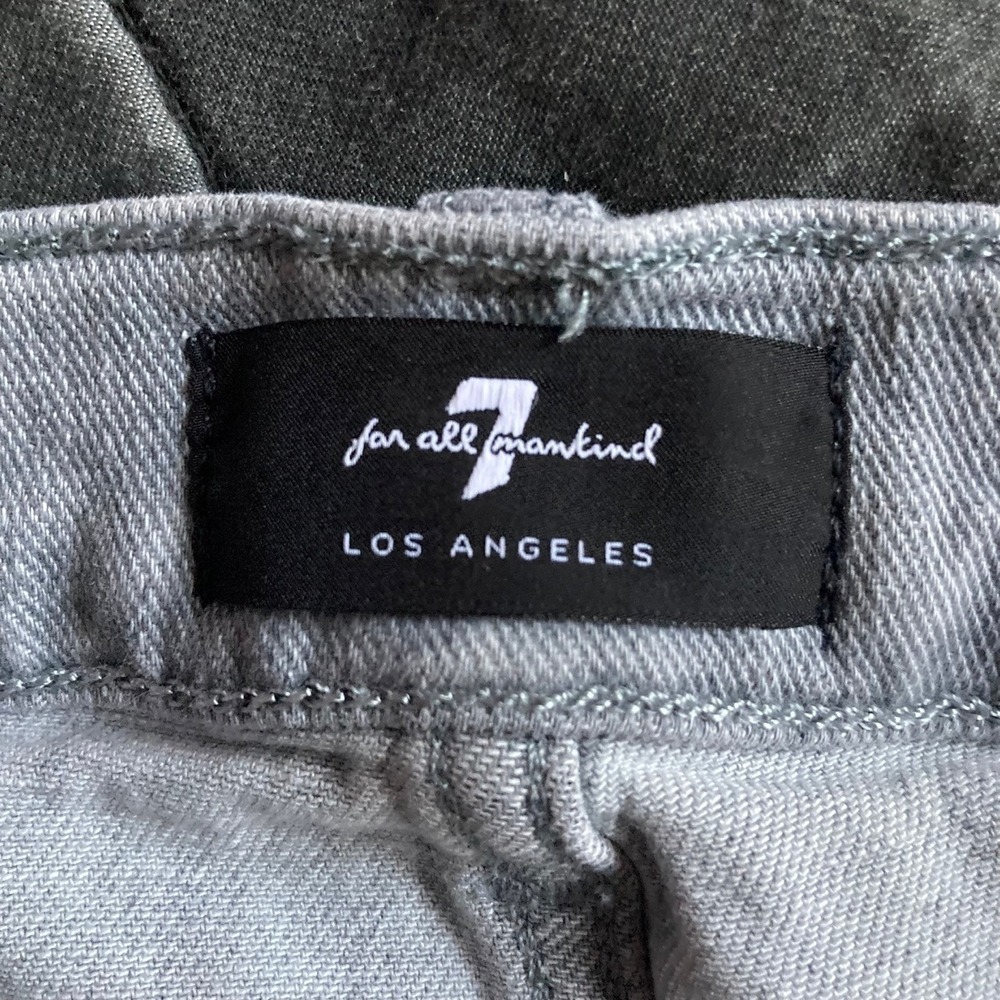 7 For All Mankind Slimmy Jeans Mens Medium 34x33 Grey Zip Fly Light Wash Denim - Picture 8 of 9